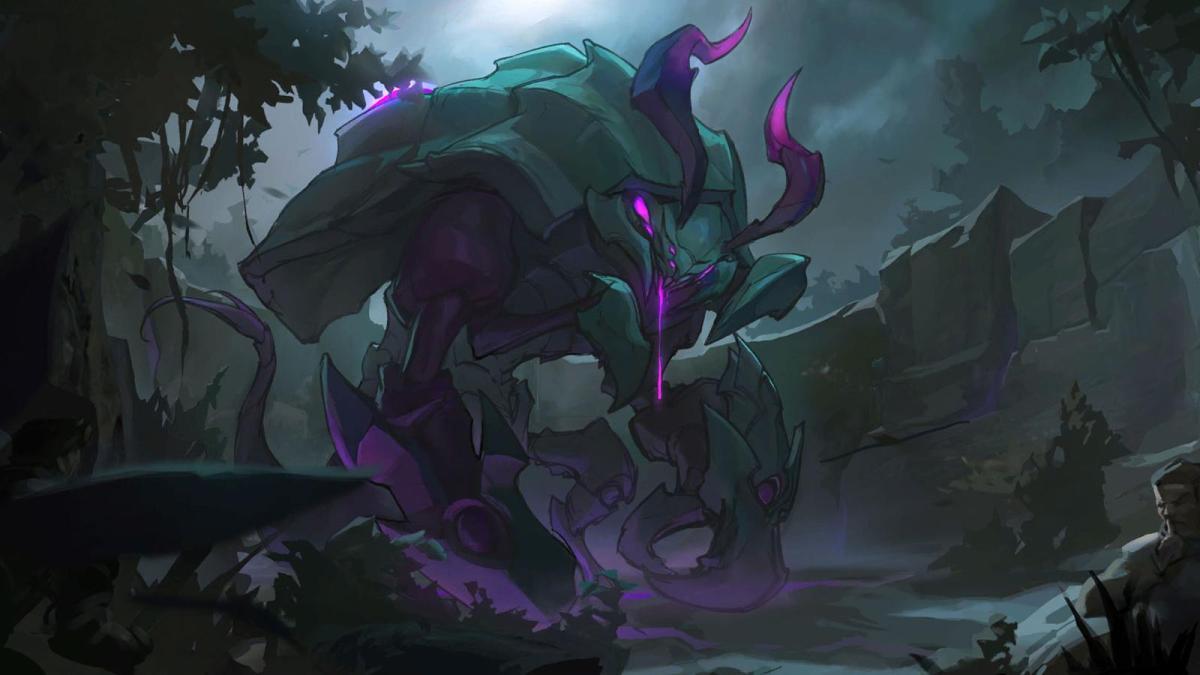 A Rift Herald hunts down a man in League of Legends